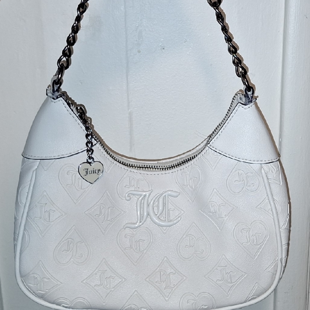 Juicy Couture White Shoulder Bag with Chain Strap